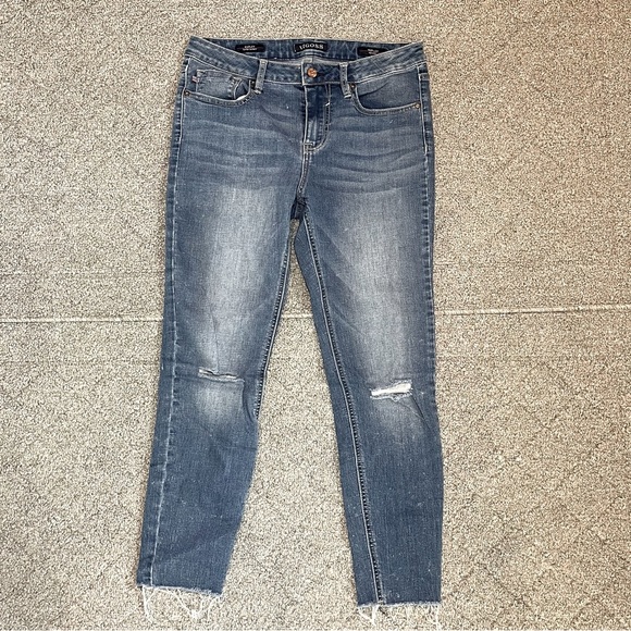 Vigoss Marley Super Skinny Distressed Blue Denim Jeans Womens Size 29 Stretch - Picture 1 of 12